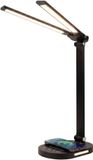 Stane Dubbele Bureaulamp LED Dimbaar - 2 Draaibare Lampenkoppen - 5 Lichtkleuren (2700K-6000K) - Touchbediening - USB Oplader - Tafellamp - Werklamp - Zwart
