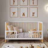 Sleep&Love Love For Sleep Aleksander Babybedje 2-in-1 – Meegroeibed 140x70 cm – Met Extra Uitvalbeveiliging – Exclusief Matras – Massief Grenenhout – Wit-Grenen