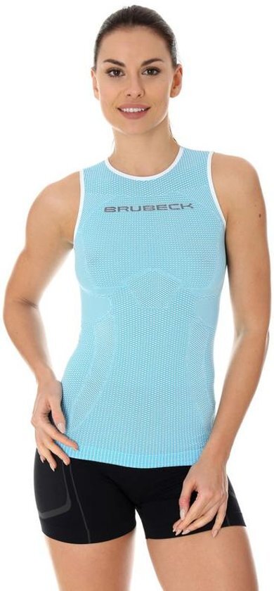 Brubeck 3D PRO Dames Seamless Hardloopshirt - Sportshirt - Mouwloos - Lichtblauw - S