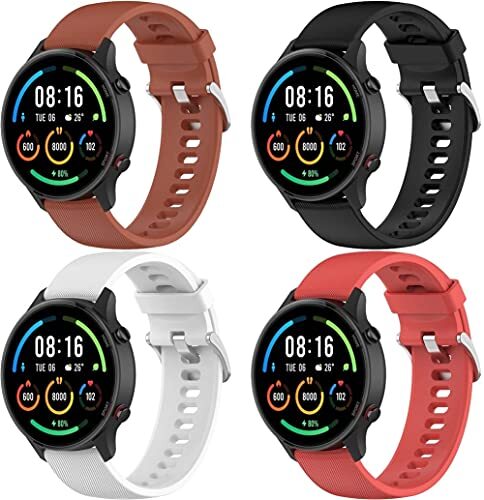 Chainfo compatibel met Xiaomi Haylou RT LS05S / Mi Watch Sport/Mi Watch Color Watch Strap, Premium Soft Silicone Watch Band Replacement Wristbands (4-Pack H)