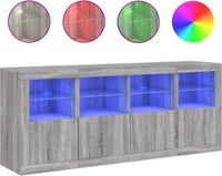 vidaXL Dressoir met LED-verlichting, Sonoma grijs, 163 x 37 x 67 cm