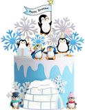 Set de décoration de gâteau sans marque - Mini figurines de pingouin - 14 pièces