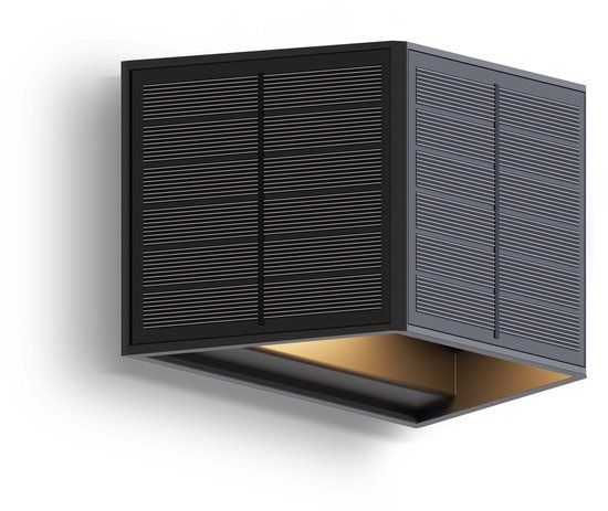 Calex Caserta Solar Wandlamp - Up & Down Tuinverlichting op Zonne-energie - Buitenlamp met Bewegingssensor - Warm Wit Licht - Zwart