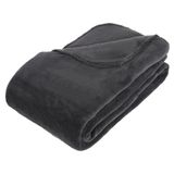 Atmosphera Grote Fleece bank deken/fleece plaid - antraciet - 180 x 230 cm - polyester
