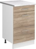 Vicco Keukenonderkast R-Line, Sonoma/Wit, 50 cm marmer werkblad