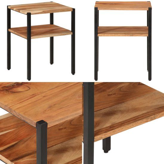 vidaXL Bijzettafel 35x35x45 cm Massief Acaciahout en IJzer