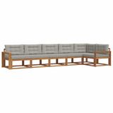 vidaXL Hoek loungeset 6-delig Naturel en lichtgrijs Acacia Hout