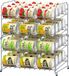 Unyqoos® Stapelbare doseorganizer – 4 niveaus, ruimte voor 48 dozen, doseerapparaat voor keuken, kast en aanrecht, zilver, 43 cm (L) x 33 cm (B) x 20 cm (H)