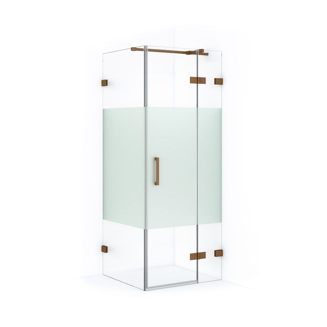 Maxaro Douchecabine Diamond 80x80cm 8mm Helder Veiligheidsglas met Matte Strook Koper