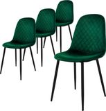 ML-Design Eetkamerstoelen set van 4, donkergroen, keukenstoel met microvezel fluwelen hoes, met rugleuning