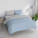 Ensemble de literie, double face, bleu clair/gris clair, pour un lit double, 3 pièces
