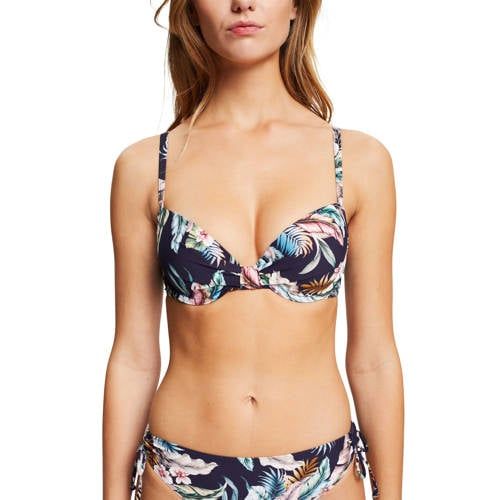 ESPRIT Women's Floral Underwire Bikini Top - Dark Blue
