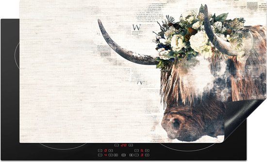 KitchenYeah® Inductie beschermer 90x52 cm - Schotse Hooglander - Inductiebeschermer