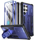 Poetic Spartan Beschermhoes voor Galaxy S24 Ultra 17,2 cm (6,8 inch), [verschuifbare camera-afdekking] [displaybeschermfolie werkt met vingerafdruk-identificatie], militaire kwaliteit, sterk