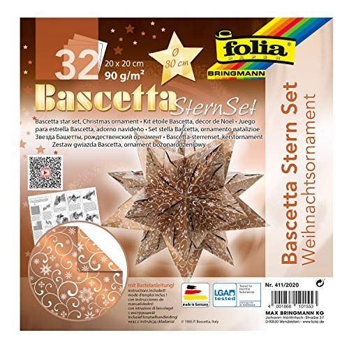 Folia Bascetta-ster ornament koper-wit 200x200mm