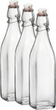 Bormioli Rocco beugelfles/weckfles - 3x - 1 liter - glas - transparant