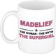 Bellatio Decorations naam cadeau mok - Madelief - Woman Myth Supergirl - koffiemok - 300 ml - collega - moederdag