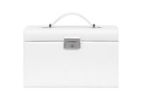 JOYFURNOS Boîte à bijoux 3 niveaux, Organisateur de bijoux avec 2 tiroirs, Étui à bijoux avec étui de voyage portable, avec poignée, Verrouillable, Rangement pour bijoux, Cadeau pour les proches, Blanc