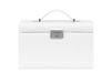 JOYFURNOS Boîte à bijoux 3 niveaux, Organisateur de bijoux avec 2 tiroirs, Étui à bijoux avec étui de voyage portable, avec poignée, Verrouillable, Rangement pour bijoux, Cadeau pour les proches, Blanc