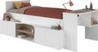 PARISOT lit combiné pour enfants avec rangement et bureau, modèle Cloe, 90 x 200 cm, décor blanc et chêne