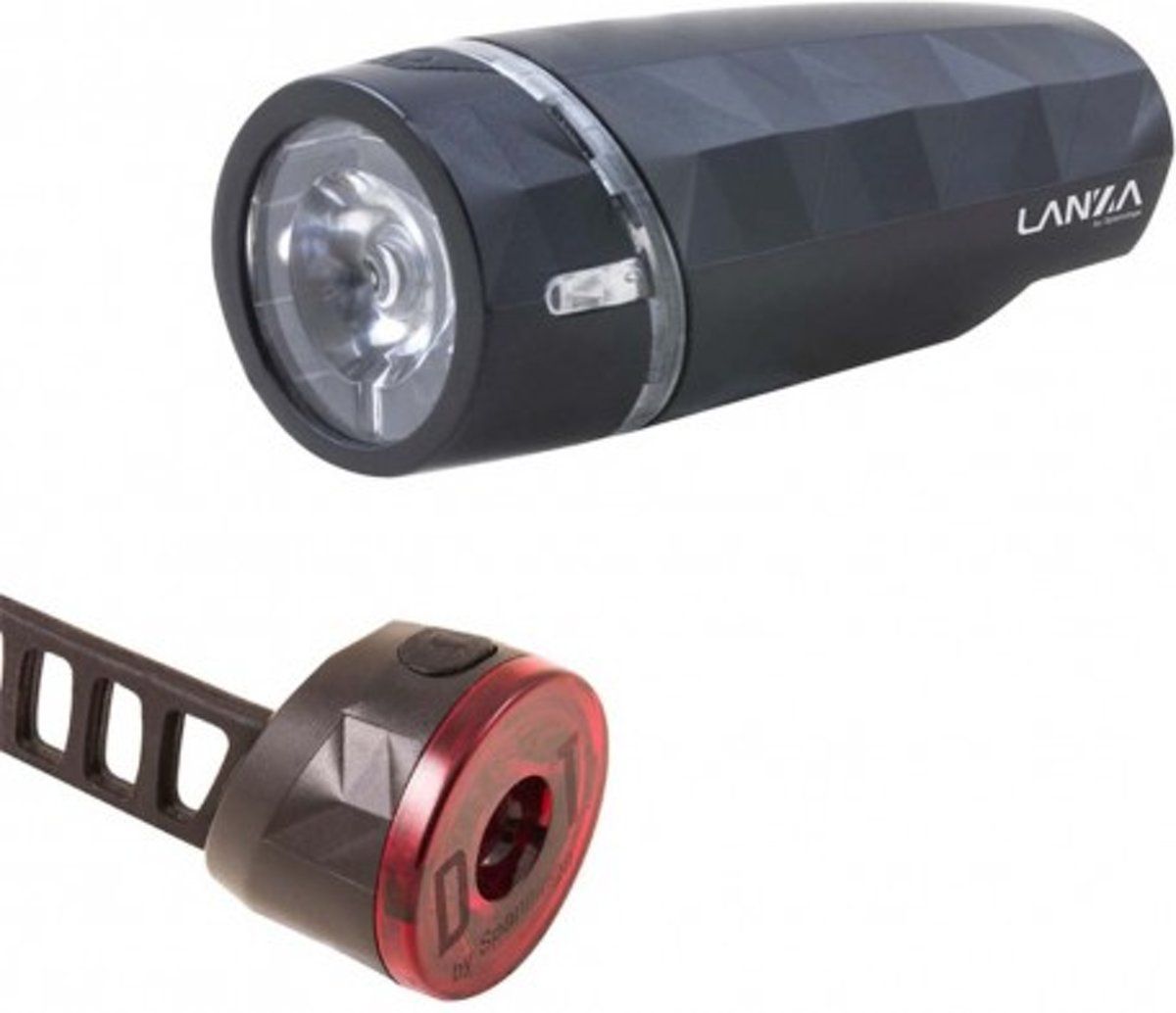 Spanninga Lanza + Dot Lampset Voor + Achter 20 En 10 Lumen Batt
