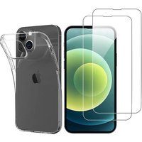 Phonillico® Zacht transparant siliconen hoesje voor iPhone 13 (6,1") en 2 geharde brillen