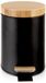 Orion Black Serie - Poubelle en métal noir - 3L - Pédale en bambou