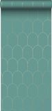 ESTAHome behang art deco motief zeegroen en goud - 53 cm x 10.05 m