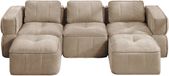 Canapé Modulaire En Forme De U Avec 2 Poufs Sans Montage Confortable Avec Mousse 32D Pour Salon Polyester Sable