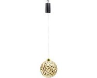 Merkloos IKO verlichte kerstbal kunststof - goud - aan draad - 15 cm - led lampjes - warm wit