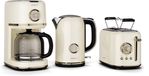 Klarstein Victoria ontbijtset – broodrooster voor 2 sneetjes met 7 bruiningsstanden, waterkoker van 1,7 liter, filterkoffiezetapparaat voor 12 kopjes, roestvrij staal, retro design, broodjeshouder, warmhoudfunctie, roomkan