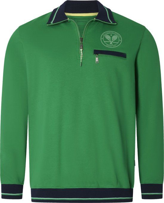 Babista heren Sweatshirt - 48/50 - groen - Katoen - Lange mouw - Polokraag - Borstzak