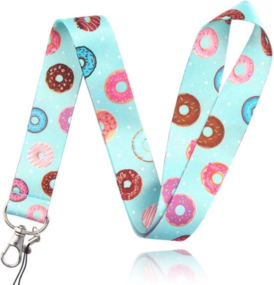 LGT JWLS Lookinggoodtoday Sleutelkoord of Tassenhanger met Donuts Print Turquoise