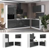 Vicco Keuken Fame-Line, Antraciet Hoogglans/Wit, 220 x 120 cm