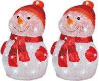 Lumineo Guirlande lumineuse Figurine LED d'extérieur bonhomme de neige 25 x 25 x 35 cm avec 40 lampes blanc clair - Lot de 2 pièces