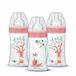 Dodie Set van 3 babyflessen - EB20 - 270 ml - Platte speen - Roze