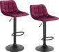 Bol Set de 2 tabourets de bar en velours - bordeaux