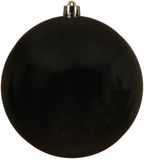 Merkloos Decoris Kerstbal - 2x - zwart - groot - 14 cm - kunststof - glans - kerstversiering