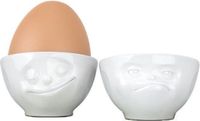 FIFTYEIGHT PRODUCTS Set van 2 eierdopjes met gelukkig en hmpff gezicht