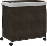 vidaXL Panier à linge sur roulettes 60x35x60,5 cm rotin marron foncé