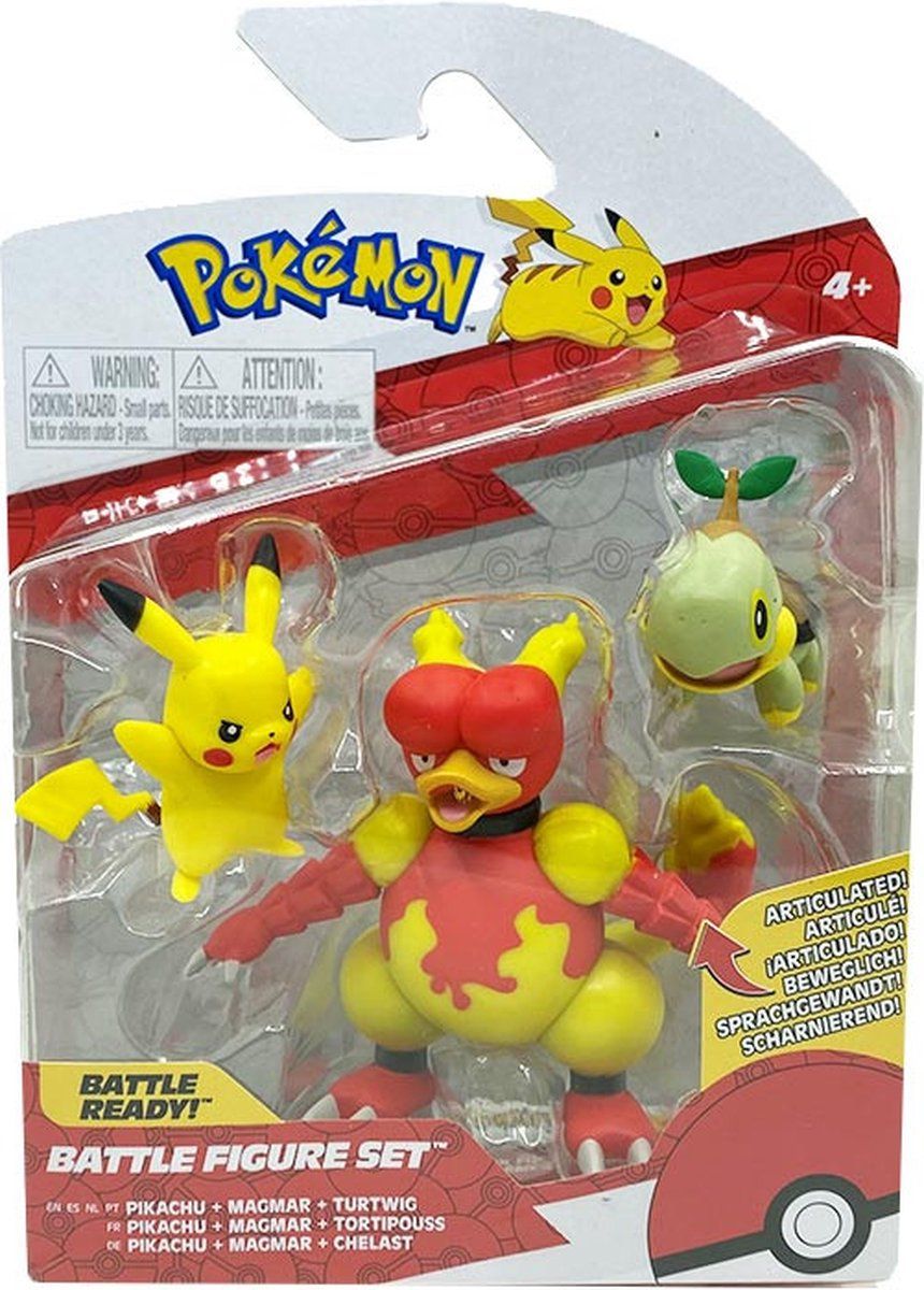 Pokémon Battle Figure 3-Pack - Pikachu, Magmar, Turtwig