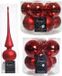 Kaemingk B.V. Ensemble complet de boules de Noël en verre rouge Noël brillant/mat 33 pièces avec étoile mat - 20x 6 cm - 12x 8 cm