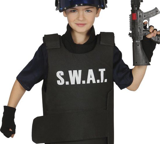 Fiestas Guirca S.W.A.T. kogelvrijvest kinderen - Zwart - Maat 6-8 jaar