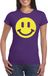 Bellatio Decorations Verkleed shirt dames - Smile / Emoticon - paars - carnaval/foute party - feestkleding XL