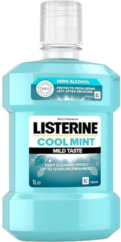 Listerine Mondwater Zero Big Bottle - 1L - Cool Mint - Alcoholvrij