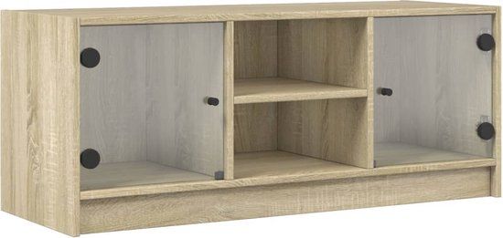 vidaXL Tv-meubel met glazen deuren 102x37x42 cm sonoma eikenkleurig