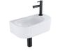 QeramiQ Fuente lavabo – 40x21.5x12 cm – céramique blanc mat – trou de robinet à droite – robinet noir mat – nervuré