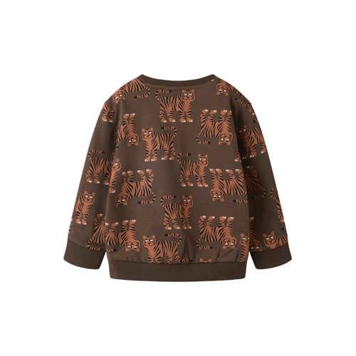 NAME IT MINI sweater met print - donkerbruin
