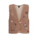 NONO teddy gilet met print - taupe