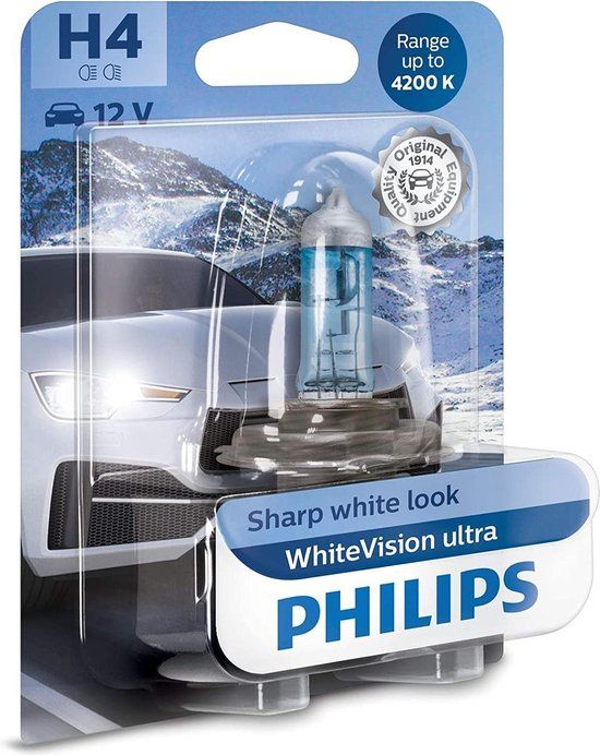 Philips WhiteVision ultra H4 - 12V - 60W - Halogeen - Autolamp